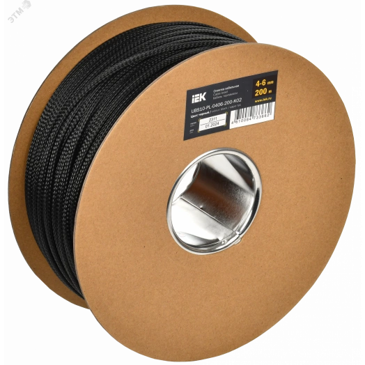 Оплетка кабельная 4-6мм полиэстер 200м черная IEK