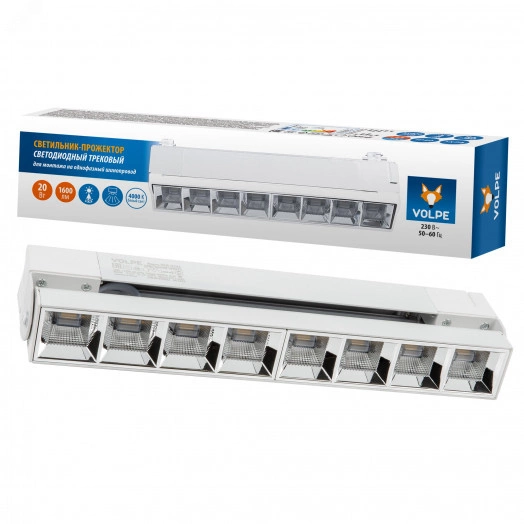 Светильник-прожектор ULB-Q283 20W/4000K WHITE светодиодный трековый Линейный 1600 Лм (4000К) Корпус белый