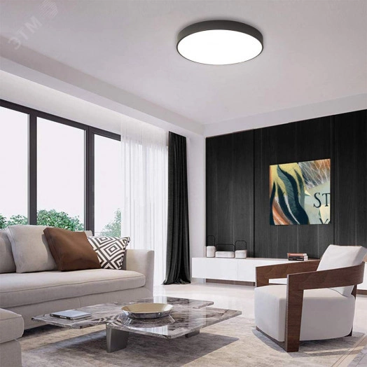 Светильник светодиодный ДБО-48w 3000/4000/6400К 3840Лм с переключением цветовой температуры черный Feron.ONE