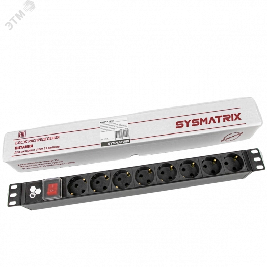 Блок розеток 19' PDU 8 розеток. 10 A. гнездо под  шнур