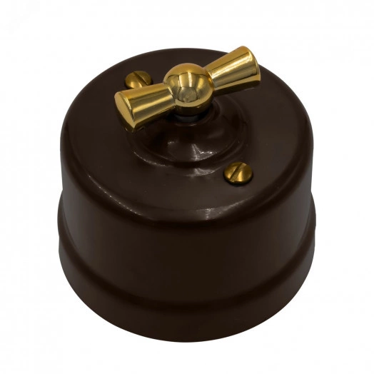 Выключатель Лизетта 1-кл., пластик, цвет Коричневый, Золото