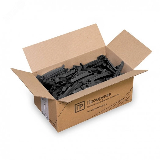 Держатель кабеля односторонний для прямого монтажа в гофроящике черный (200 шт/кор)