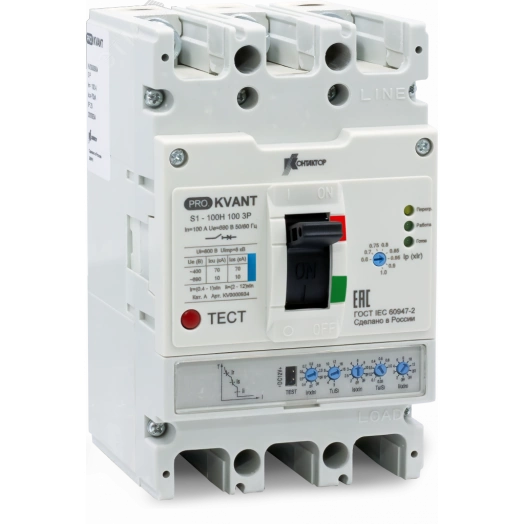 Выключатель автоматический PRO.KVANT S1-100H 3P 100A 70kA