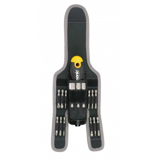 Трещотка поворотная Ergonic K с набором бит в чехле, 16 шт