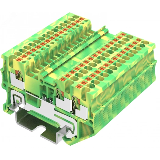 Клемма TP 1-2 земля, Push-in, сечение 1,5 мм. кв., желто-зеленая