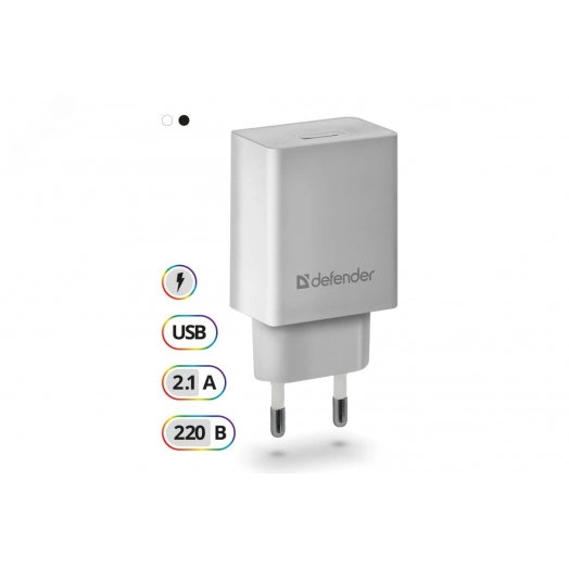 Зарядное устройство сетевое UPA-21 белый, 1xUSB, 5V/2.1А