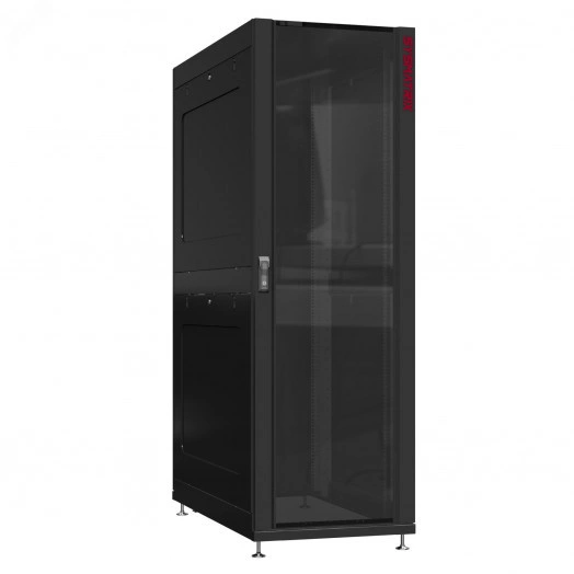 Шкаф серверный 45U 800х1070 передняя дверь: стекло IP41. задняя дверь: двустворчатая глухой металл IP51. боковые панели: глухой металл. цвет: черный RAL9005 