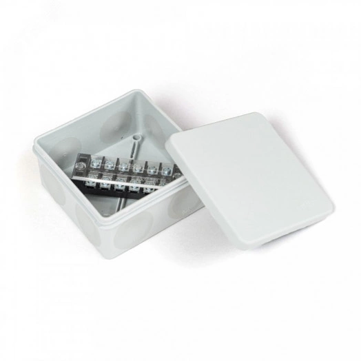 Коробка распределительная двухкомпонентная (HF) в комплекте с 6-кл. зажимами, сечение до 2,5 мм?, 100х100х50 серая