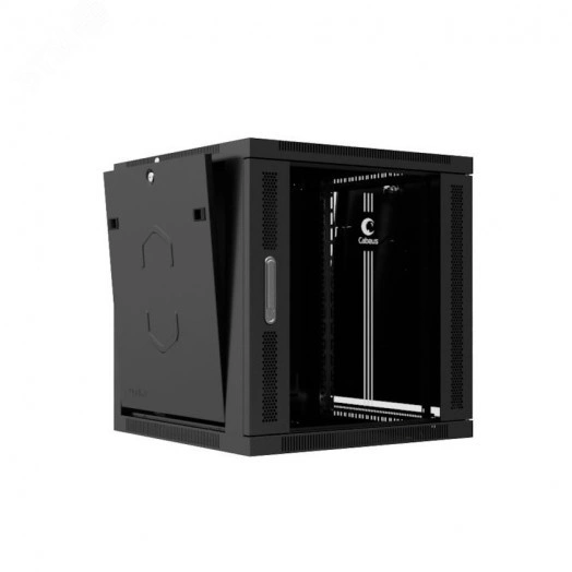 Шкаф телекоммуникационный настенный SH-05F-18U60/45-R-BK разобранный 19' 18U 600x450x901mm (ШхГхВ) дверь стекло, цвет черный (RAL 9004)