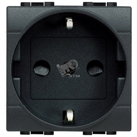 Розетка 2П с заземлением 10А/16А с защитными шторками 2 модуля