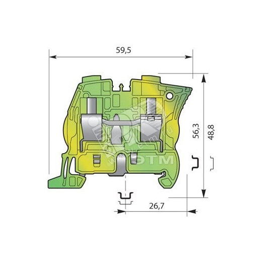 Клемма винтовая 16мм.кв. Земля ZS16