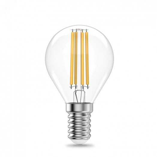 Лампа светодиодная филаментная LED 10 Вт 650 лм 2700К AC190-240В E14 шар P45 теплая Elementary Gauss
