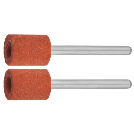 Цилиндр абразивный шлифовальный на шпильке, P 120, d 9,5x12,7х3,2 мм, L 45мм, 2шт