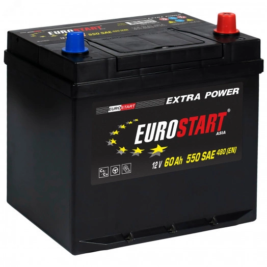 Аккумулятор автомобильный EUROSTART Extra Power Asia 60Ah R+ (нижний борт)