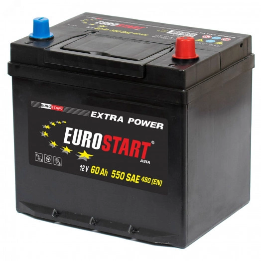 Аккумулятор автомобильный EUROSTART Extra Power Asia 60Ah R+ (нижний борт)