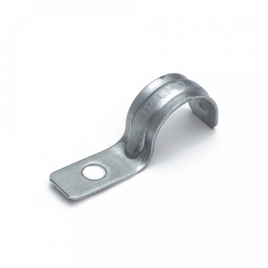 Скоба металлическая однолапковая усиленная противопожарная СМОУ d19-20 мм отв. d 6,5 мм (100 шт/уп)
