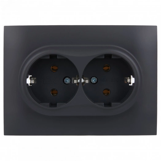 SKANDY Розетка 2-местная с заземлением без защитных шторок 16А в сборе SK-R08T титан IEK