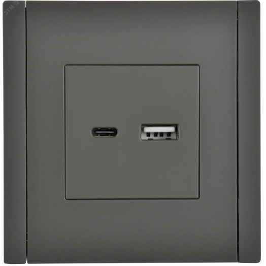 FORTE&PIANO Розетка USB A+C 18Вт FP351 серый IEK