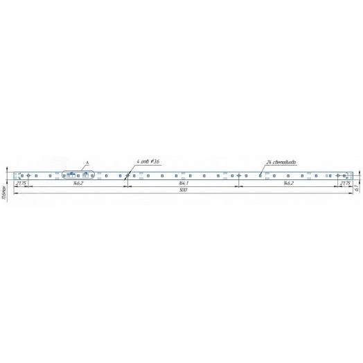 Модуль светодиодный LINE 500x11.6 AL1 3x8 Lumileds 2835 CRI80 3000K