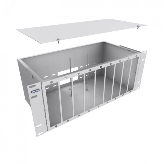 Кросс оптический 19'' частично укомплектованный 4U, 96/144 порта SС (планки SC 16 портов-9шт, планка-заглушка-3шт, сплайс-кассета-5шт) серый RAL 7035