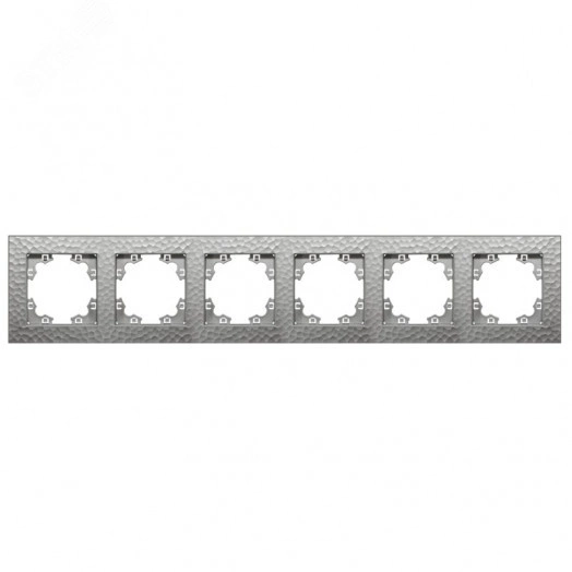 Рамка фактурная 6 постов универсальная UNIVersal Афина серебро (еврослот)