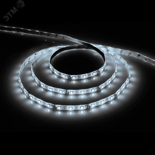 Лента светодиодная LEDх60/м 5м 4.8w/m 12в IP65 дневной