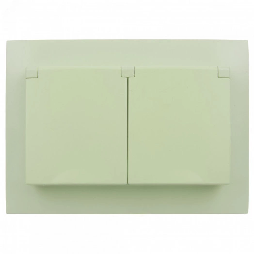 SKANDY Розетка 2-местная и крышкой 16А в сборе IP44 SK-R12G мятный IEK