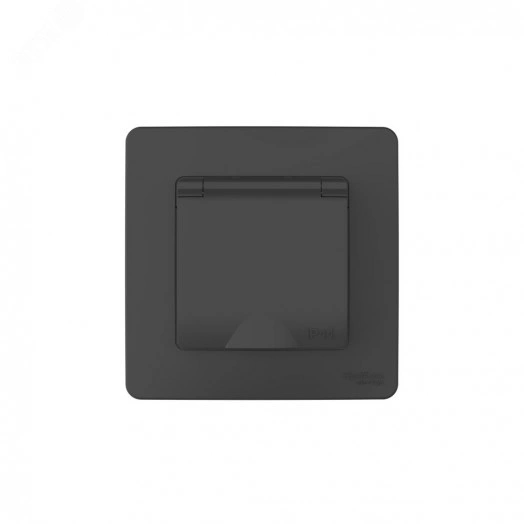 BLANCA С/У IP44 РОЗЕТКА с заземл. со шторк., с крышкой, 16А, 250В, АНТРАЦИТ