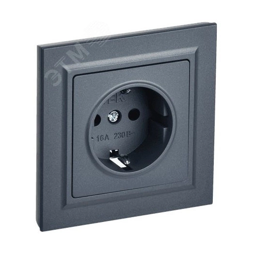 BRITE Розетка 1 пост с заземлением с защитными шторками 16А в сборе РСР14-1-0-БрМ маренго IEK