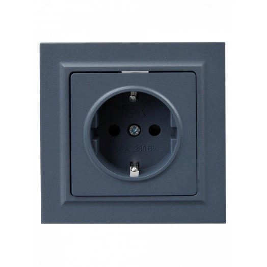 BRITE Розетка 1 пост с заземлением с защитными шторками 16А в сборе РСР14-1-0-БрМ маренго IEK