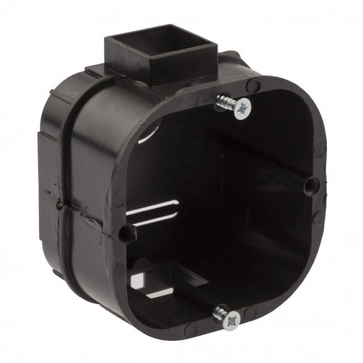 Коробка установочная KUTS-60-60-43-s-black усиленная для твердых стен саморезы стыковочные узлы черная IP20