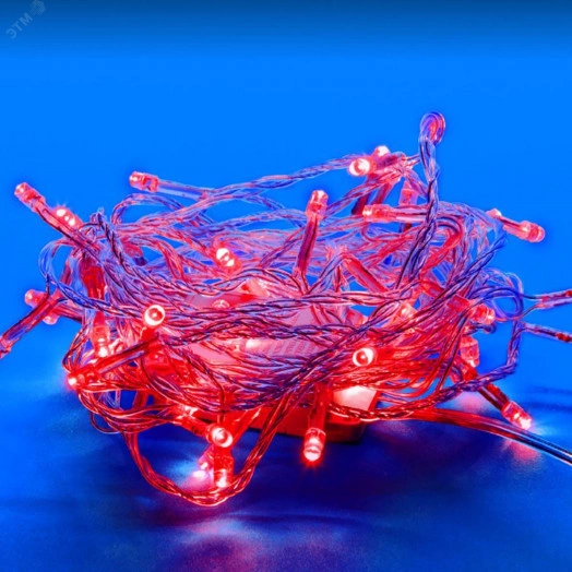 Гирлянда светодиодная 10м 100 светодиодов Красный свет Провод прозрачный ULD-S1000-100/DTA RED IP20  ТМ Uniel