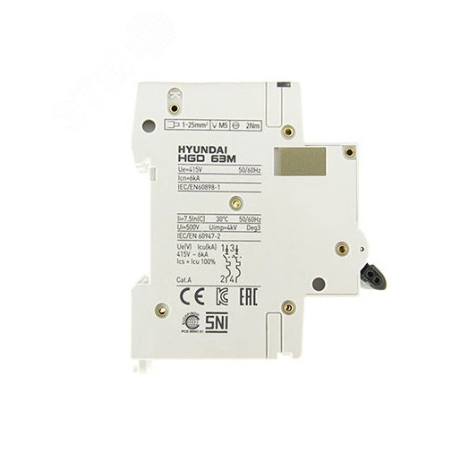 Автоматический выключатель HGD63-M 2PMCS0000C 00001 2 полюса, 1А, ток к.з. 6kA, хар-ка C (STANDARD)