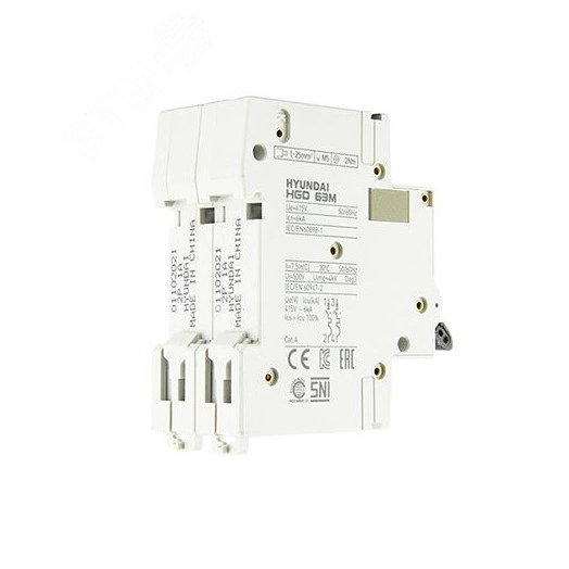 Автоматический выключатель HGD63-M 2PMCS0000C 00001 2 полюса, 1А, ток к.з. 6kA, хар-ка C (STANDARD)