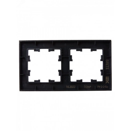 BRITE Рамка 2 поста РУ-2-2-Бр стекло черный матовый IEK