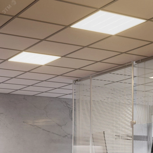 Светильник светодиодный ДВО 35 Вт 4400 лм 4000К 220-240В IP40 595х595х50мм Сталь призма с БАП аварийный CRI>90Ra (для школ) MiR Gauss