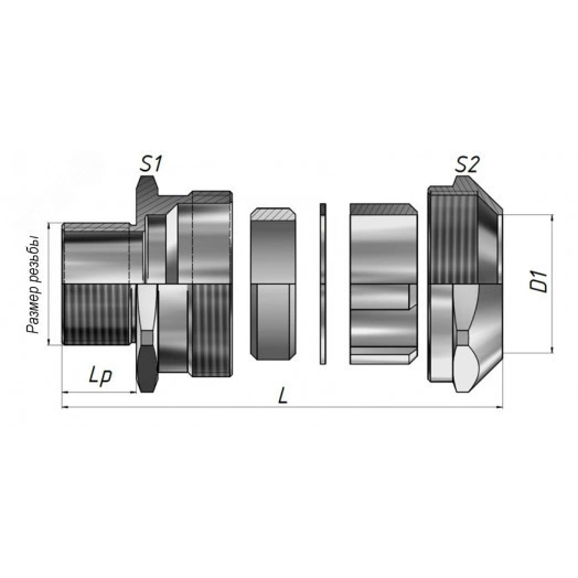 Муфта вводная МТК-ЛС-М32-Т32 IP67 ГОФРОМАТИК с наружной резьбой