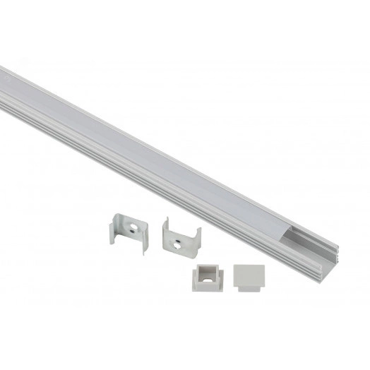 Комплект с накладным анодированным профилем 1612-1m 16х12мм, 1м, серебристый САВ261