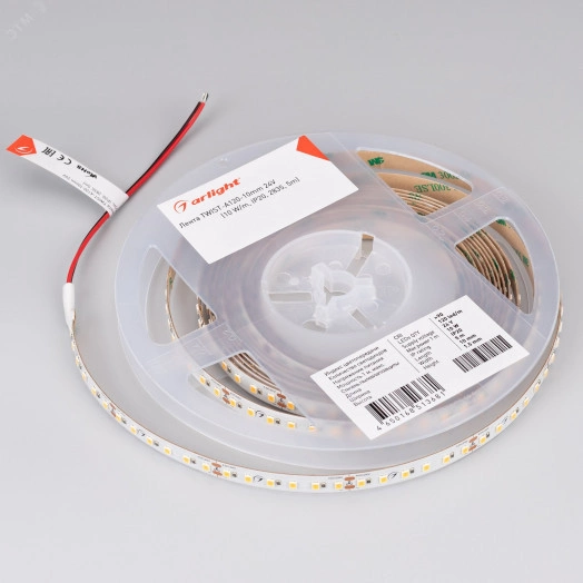 Лента TWIST-A120-10mm 24V Warm3500 (10 W/m, IP20, 2835, 5m) (Arlight, Открытый)