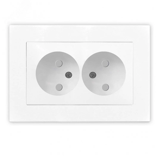Розетка двухместная UNIVersal серия Афина б/з, с/у, з/ш, 16А, 220В, белая (еврослот), механизм