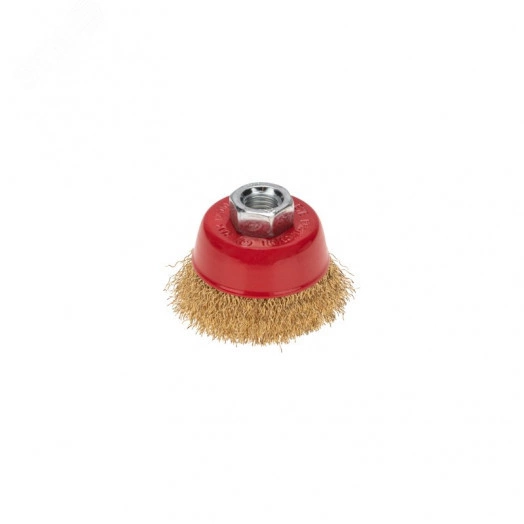 Щетка чашечная для УШМ, витая латунированная проволока, 65мм, М14