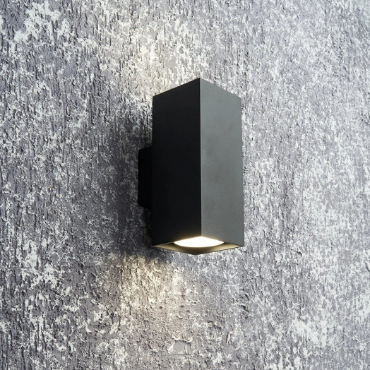 Светильник ДБО 2хGU10 вверх/вниз без ламп черный