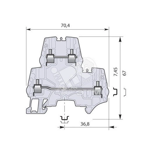 Клемма винтовая ZS6-D2 6мм.кв. двухуровневая серая