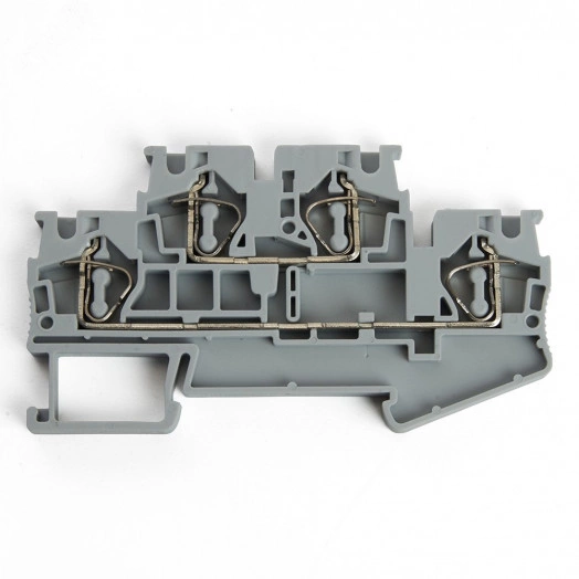 Зажим пружинный, 4-проводной проходной 2 уровня ЗНИ - 4.0, JXB ST 4, серый LD555-1-40