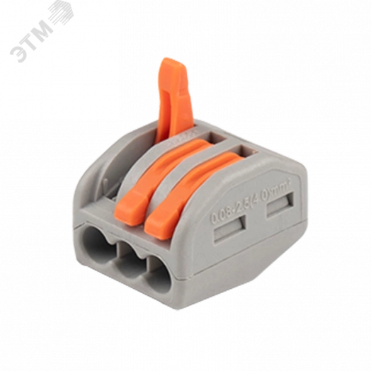 Клеммы монтажные многоразовые PTC-3P 222-413 450V 32A 0,08-2,5(4.0)mm2 , 3 отверстия, серые 50 шт.