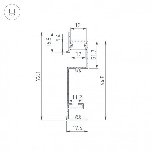 Профиль PLINTUS-H73-F-2000 BLACK (Arlight, Алюминий)