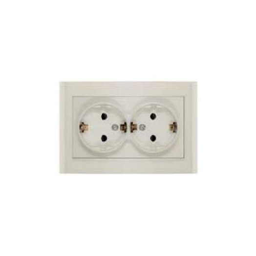 Розетка 2-м СП Бриллиант 16А IP20 с заземл. защ. шторки сл. кость UNIVersal 7948769