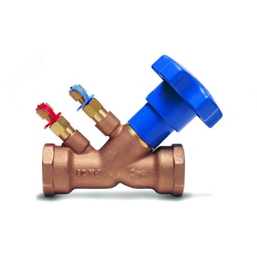 Клапан балансировочный латунный муфтовый с двумя отводами для измерения, внутр резьба, корпус латунь, диск латунь,DN50 PN25