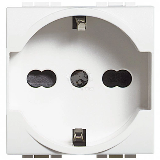 Розетка 2П с заземлением 16А с защитными шторками 2 модуля