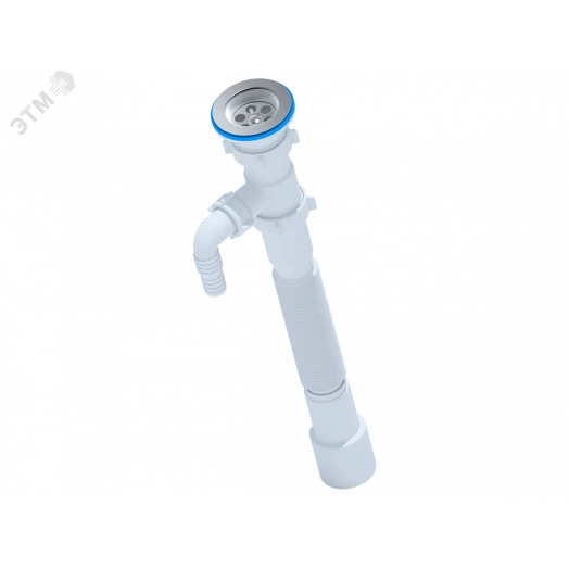 Сифон гофрированный АНИ 1 1/2' х 40/50 с отводом для стиральной машины